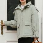 Adhesive Closure Hooded Parka