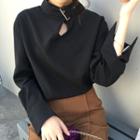 Buckled Stand Collar Blouse