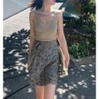 Set: Short-sleeve Floral Print Chiffon T-shirt + Mini Skirt