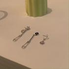 Asymmetrical Smiley Face Chain Drop Earring 1 Pair - Silver - One Size