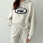 Letter-patched Fleece-lined Oversized Hoodie