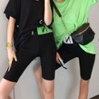 High-waist Lettering Crop Straight-leg Shorts