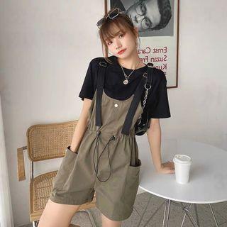 Set: Short-sleeve T-shirt + Drawstring-waist Jumper Shorts