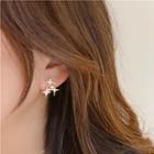 Rhinestone Star Stud Earring 1 Pair - Silver Pin - Rhinestone - White & Gold - One Size