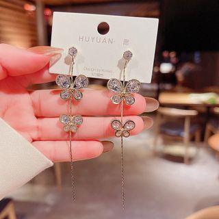 Rhinestone Flower Earring E3070 - 1 Pair - Gold - One Size