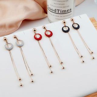Stainless Steel Rhinestone Fringed Earring