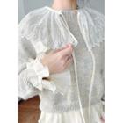 Lace-capelet See-through Blouse Beige - One Size