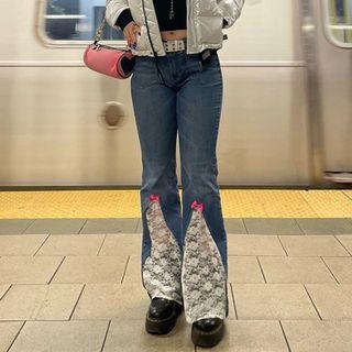 Lace Detail Boot-cut Jeans
