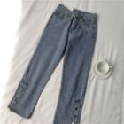 Button-hem Straight-fit Jeans