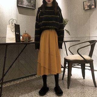 Striped Sweater / Midi A-line Skirt