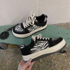Platform Zebra Print Panel Lace Up Sneakers