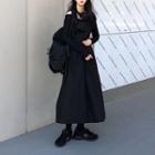 Long-sleeve Off-shoulder T-shirt / Midi A-line Pinafore Dress