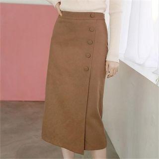 Button-side H-line Midi Skirt