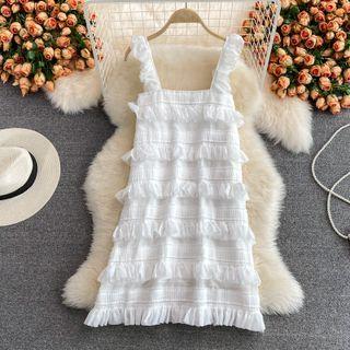 Sleeveless Tiered Dress White - One Size