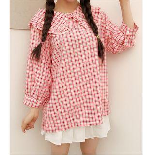 Plaid 3/4-sleeve Top