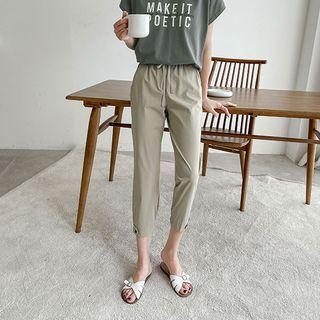 Drawstring Tab-hem Cropped Jogger Pants
