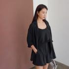 Set: Dual-breasted Jacket + Camisole Top + Shorts