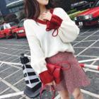 Contrast Trim Sweater / A-line Skirt / Set