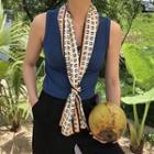 Printed Silk Narrow Scarf As Shown In Figure - J109 - 150x15cm