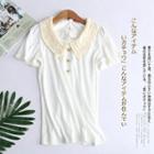Short-sleeve Collared Top White - One Size