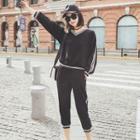 Set: Striped Sweatshirt + Capri Sweatpants