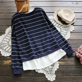 Long-sleeve Panel Striped Top