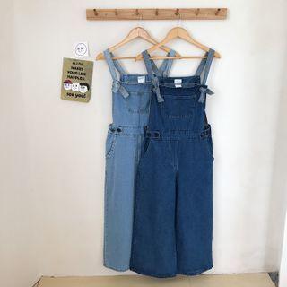 Plain Shirt / Wide Leg Denim Dungaree