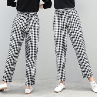 Check Crop Harem Pants