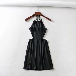 Halter-neck Cutout Mini A-line Dress