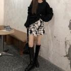 Cold-shoulder Sweatshirt / Splash Print Skirt
