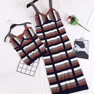 Striped Knitted Camisole Top / Striped Knitted Sleeveless Dress