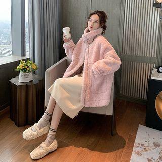 Plain Belted Fleece Zip Jacket
