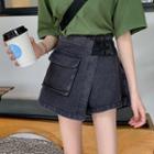 Buckled Mini Denim Skort