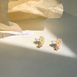 Flower Rhinestone Drop Earring / Clip-on Earring