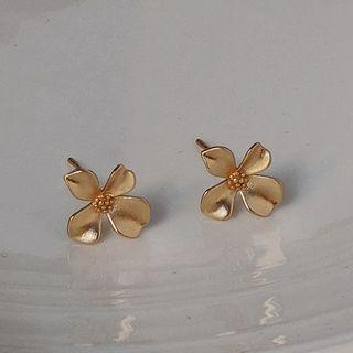 Sterling Silver Flower Stud Earring 1601 - 1 Pr - Gold - One Size