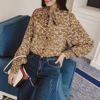 Floral Print Chiffon Long Sleeve Blouse