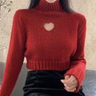 Heart Keyhole Turtleneck Knit Top