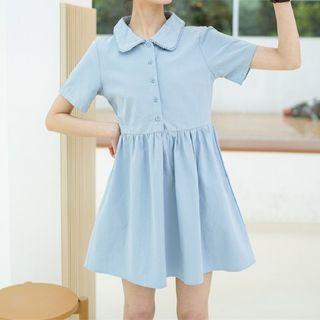 Short-sleeve Henley Shirt Dress
