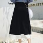 Contrast Trim Knit Midi Skirt Black - One Size
