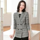 Plaid Double-breasted Blazer / Dress Pants / Long-sleeve Shirt