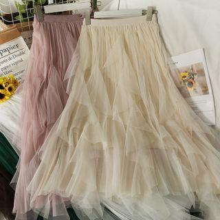 Ruffled Mesh Midi Skirt In 7 Colors