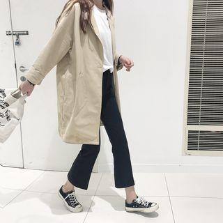 Plain Loose-fit Jacket Khaki - One Size