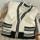 Striped Loose-fit Furry Cardigan