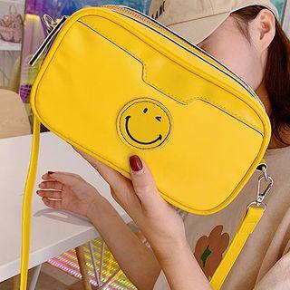 Smile Face Applique Zip Cross Bag