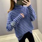 Long Sleeve Turtle Neck Sweater Blue - One Size