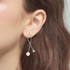 925 Sterling Silver Faux Pearl Dangle Earring 1 Pair - As Shown In Figure - One Size