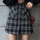 Button-front Mini A-line Skirt