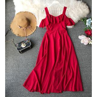 Cold-shoulder Maxi A-line Dress