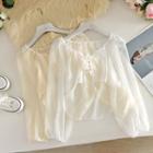 Lace Up Lantern-sleeved Light Top