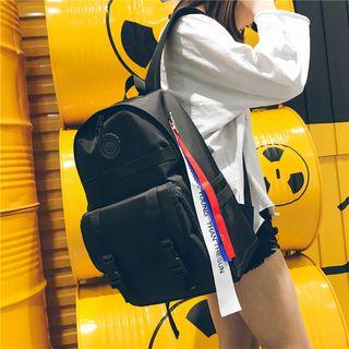 Strap Charm Denim Backpack